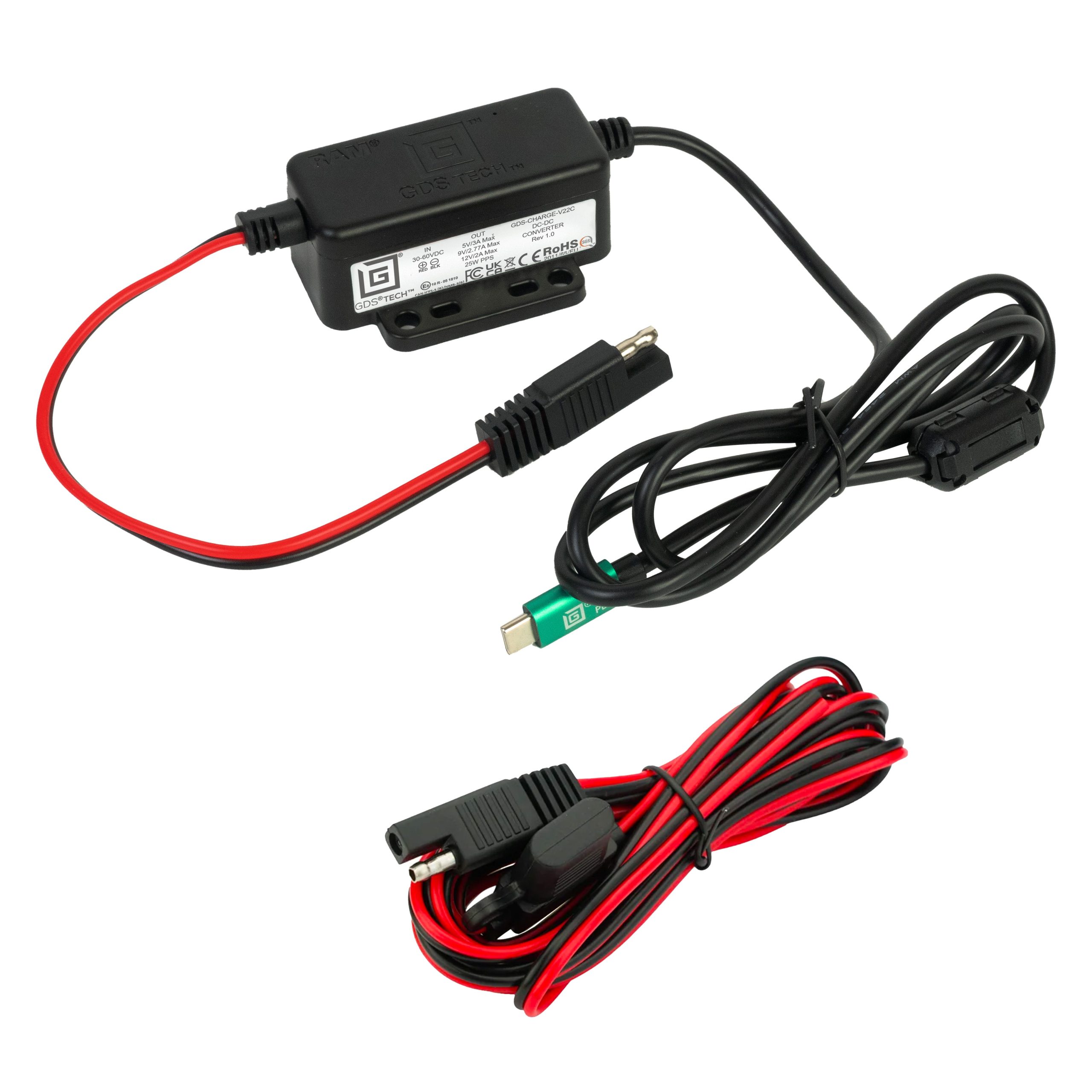 GDS®模块化30- 60 V供电（25 W）公头USB-C硬线充电器